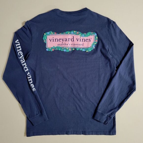 Vineyard Vines Garland Logo Box Long Sleeve Pocket Tee - Picture 15 of 16